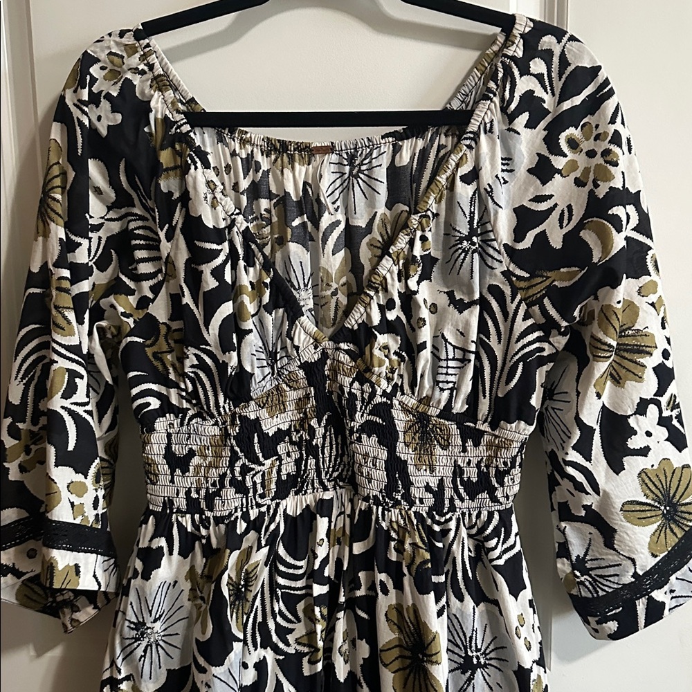 Free People Floral Black and White Midi/Maxi Dress. Medium